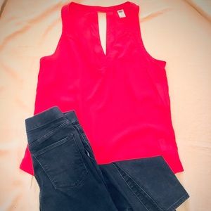 V Neck Tank Top w/ Key Hole Back